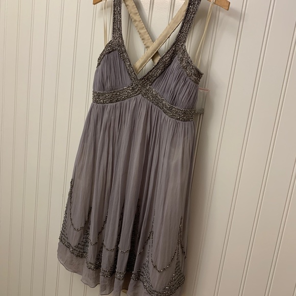 New Adrianna Papell Silk Beaded Cocktail Dress - Picture 1 of 8